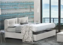 Letto 2 piazze contenitore bianco 175x215cm testiera morbida - Artrax