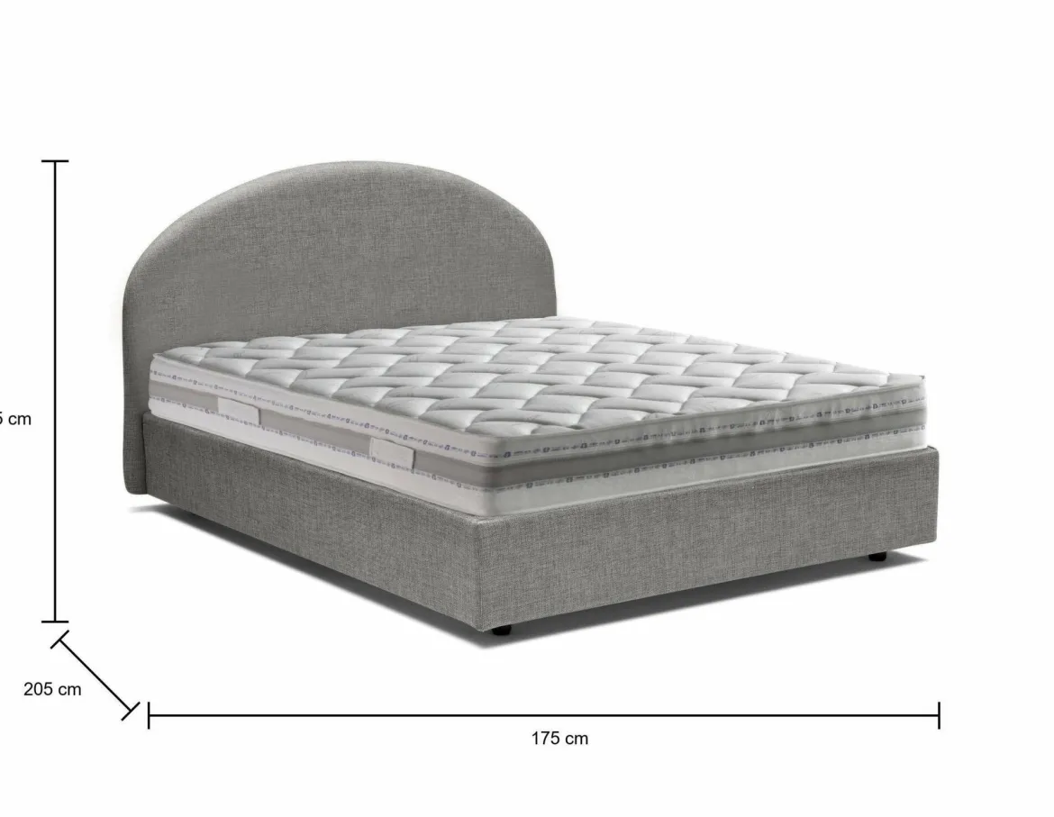 Letto 2 piazze contenitore grigio 175x205cm design - Amida