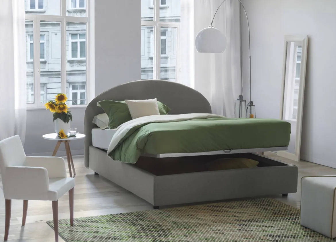 Letto 2 piazze contenitore grigio 175x205cm design - Amida