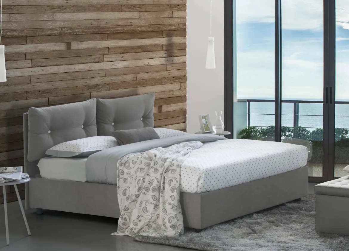 Letto 2 piazze contenitore grigio 175x205cm minimal - Andrealo