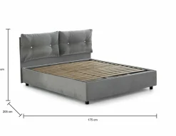 Letto 2 piazze contenitore grigio 175x205cm minimal - Andrealo