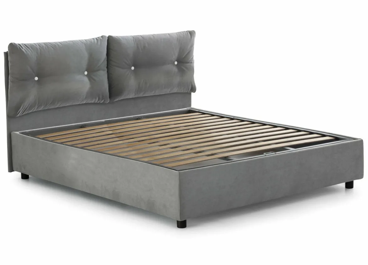 Letto 2 piazze contenitore grigio 175x205cm minimal - Andrealo