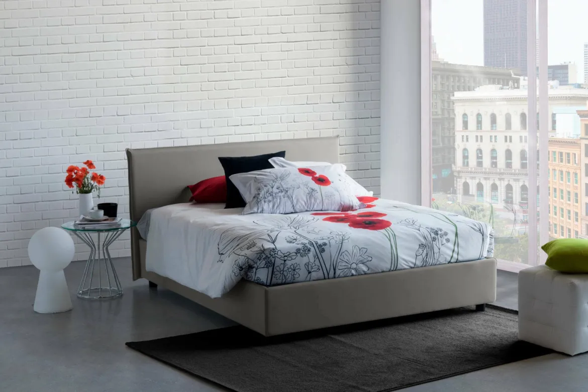 Letto 2 piazze contenitore grigio 175x215cm comodo - Artrax