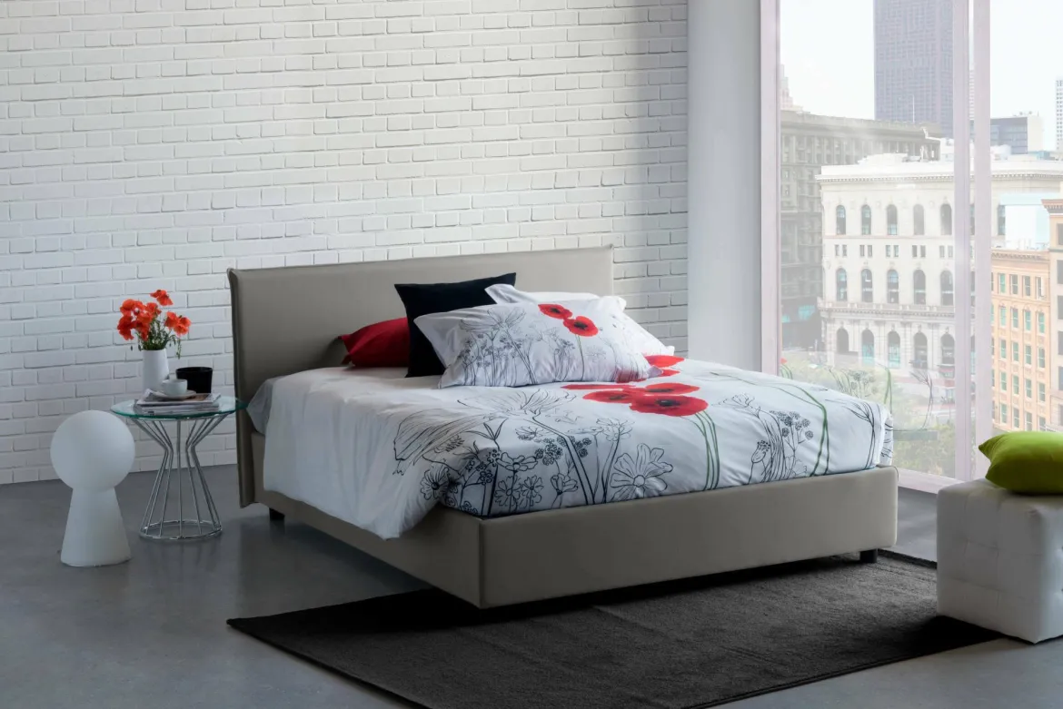 Letto 2 piazze contenitore grigio 175x215cm robusto - Calcite
