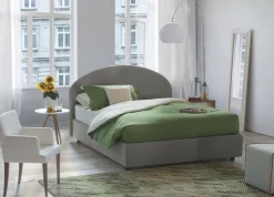 Letto 2 piazze contenitore grigio 175x215cm testiera arrotondata - Fiorella