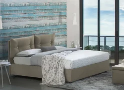 Letto 2 piazze contenitore tortora 175x205cm testiera morbida - Andrealo