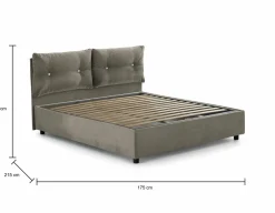 Letto 2 piazze contenitore tortora 175x215cm testiera morbida - Artrax