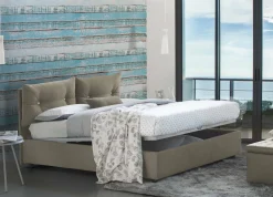 Letto 2 piazze contenitore tortora 175x215cm testiera morbida - Artrax