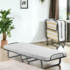 Letto Pieghevole Bianco Materasso Incluso Dimensione Materasso 80x190x10 cm, Imbottito - Nives