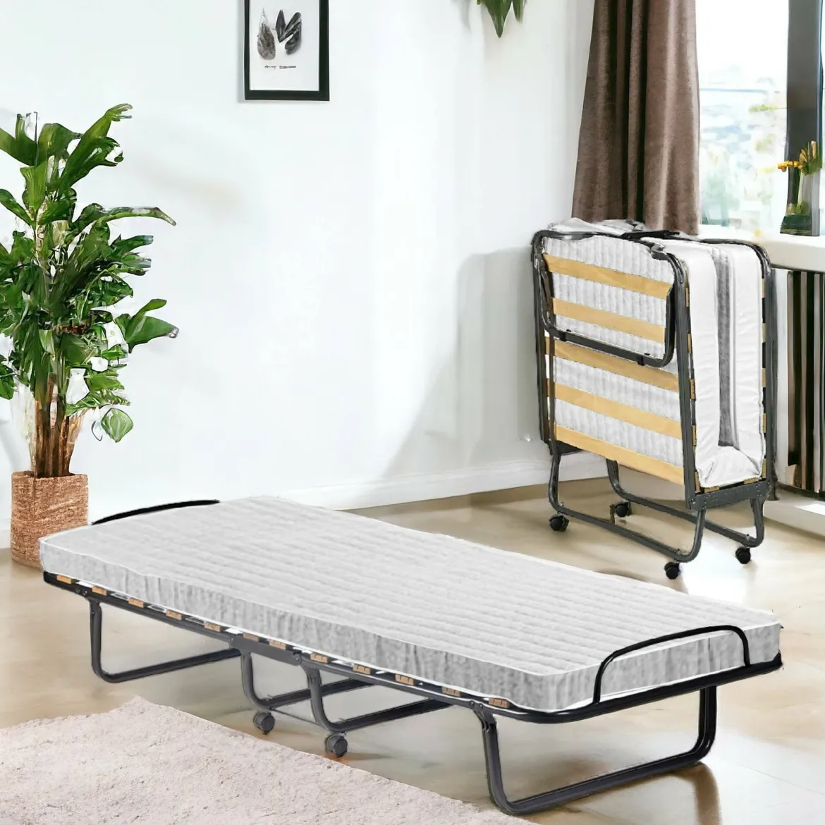Letto Pieghevole Bianco Materasso Incluso Sfoderabile, Dimensione Materasso 80x190x10 cm - Chiauci