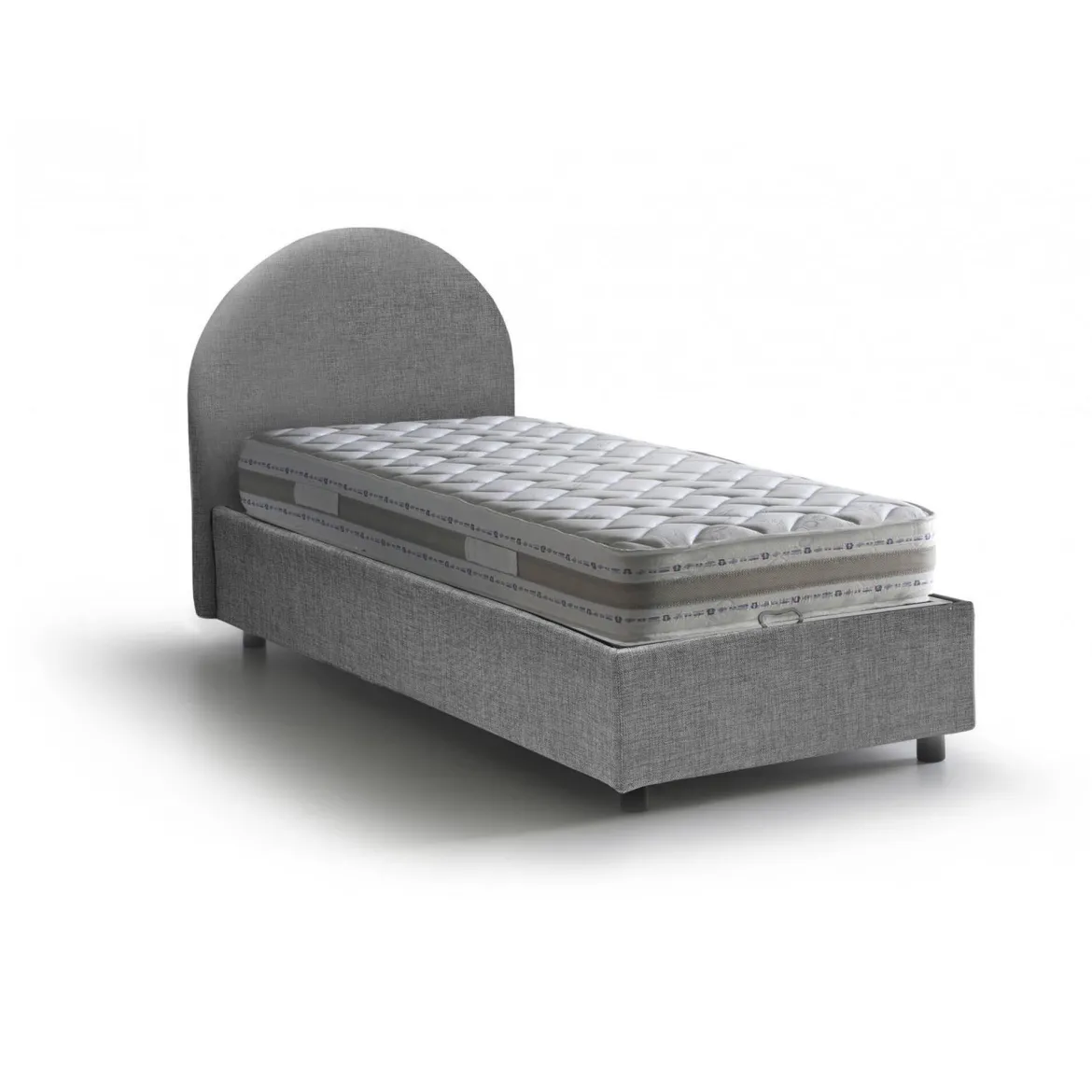 Letto 1 posto con contenitore grigio 95x205cm 2 metri - Abbi