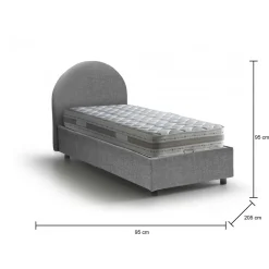 Letto 1 posto con contenitore grigio 95x205cm 2 metri - Abbi