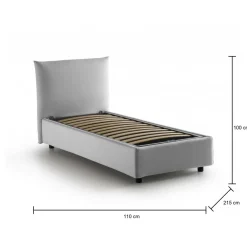 Letto 1 posto contenitore bianco 110x215cm adatto per materasso 190x80 cm - Ippolito