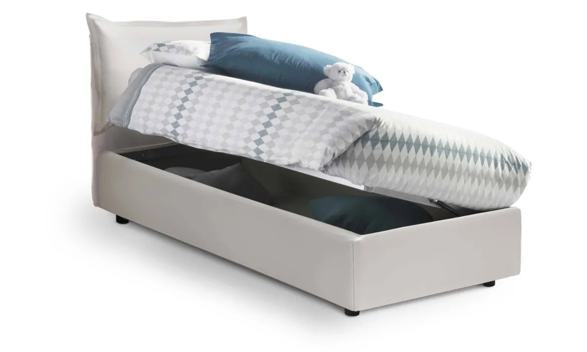 Letto 1 posto contenitore bianco 95x205cm 2 metri - Anathema