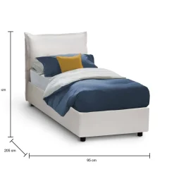 Letto 1 posto contenitore bianco 95x205cm adatto per materasso 190x80 cm - Alistair