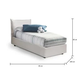 Letto 1 posto contenitore bianco 95x205cm rivestimento in ecopelle - Alzavola