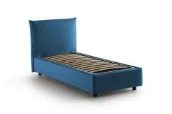 Letto 1 posto contenitore blu 110x215cm rivestito in tessuto - Alisech