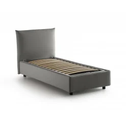 Letto 1 posto contenitore grigio 110x215cm rivestito in tessuto - Alisech