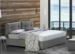 Letto 1 posto contenitore grigio 95x205cm rivestito in tessuto - Amaro