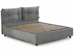 Letto 1 posto contenitore grigio 95x205cm rivestito in tessuto - Amaro