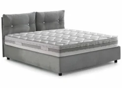Letto 1 posto contenitore grigio 95x205cm rivestito in tessuto - Amaro