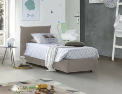 Letto 1 posto contenitore tortora 110x215cm adatto per materasso 190x80 cm - Ippolito