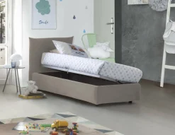 Letto 1 posto contenitore tortora 95x205cm 2 metri - Abbi