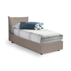 Letto 1 posto contenitore tortora 95x205cm rivestimento in ecopelle - Alzavola