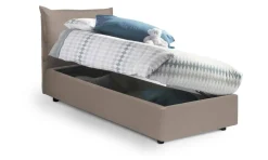 Letto 1 posto contenitore tortora 95x205cm rivestimento in ecopelle - Alzavola