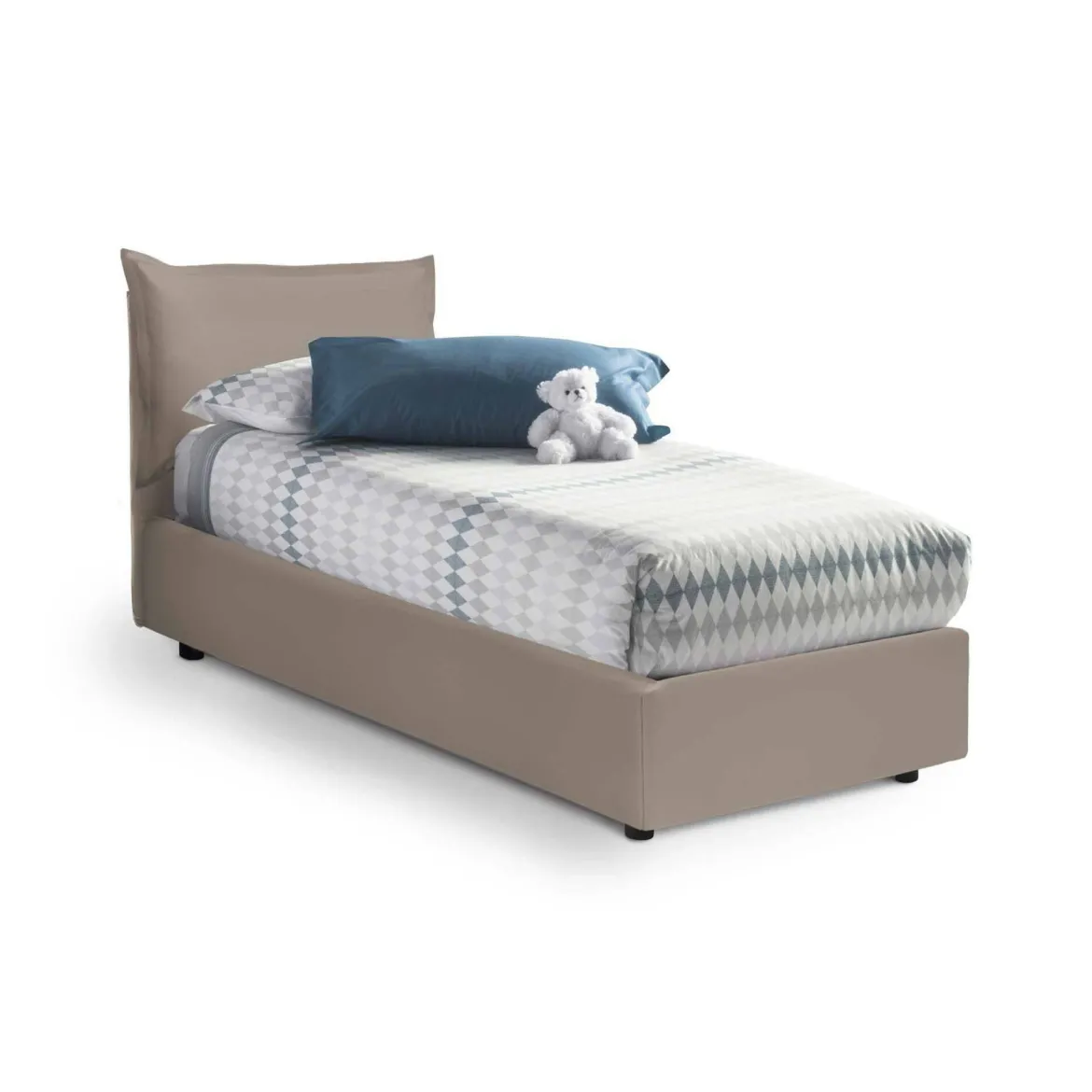 Letto 1 posto contenitore tortora 95x205cm stabile - Janet