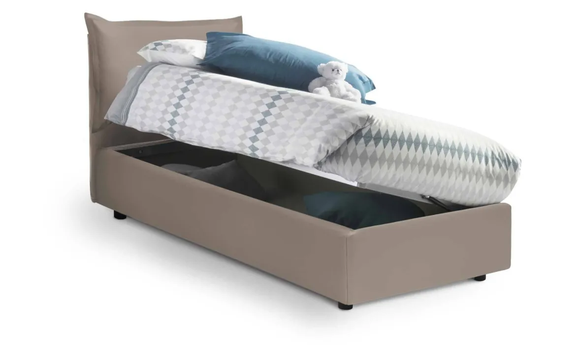 Letto 1 posto contenitore tortora 95x205cm stabile - Janet