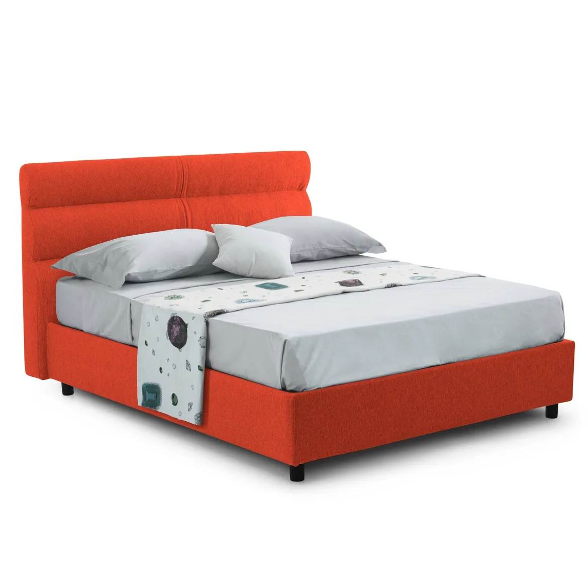 Letto Singolo Arancione Materasso Incluso Sfoderabile, Contenitore Made in Italy - Adalpina