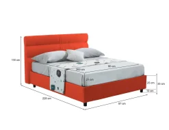 Letto Singolo Arancione Materasso Incluso Sfoderabile, Contenitore Made in Italy - Adalpina