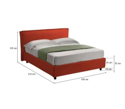 Letto Singolo Arancione Sfoderabile Contenitore, Dimensione Materasso 80x200 cm Made in Italy - Brenta