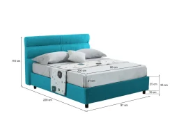 Letto Singolo Azzurro Materasso Incluso Sfoderabile, Contenitore Made in Italy - Adalpina
