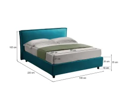 Letto Singolo Azzurro Materasso Incluso Sfoderabile, Contenitore Made in Italy - Brendola
