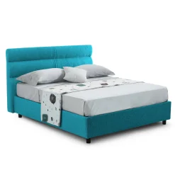 Letto Singolo Azzurro Sfoderabile Contenitore, Dimensione Materasso 80x190 cm Made in Italy - Brez