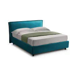 Letto Singolo Azzurro Sfoderabile Contenitore, Dimensione Materasso 80x190 cm Made in Italy - Brusson