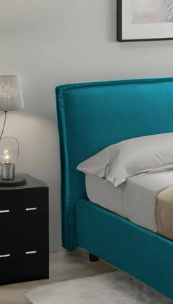 Letto Singolo Azzurro Sfoderabile Contenitore, Dimensione Materasso 80x200 cm Made in Italy - Brenta