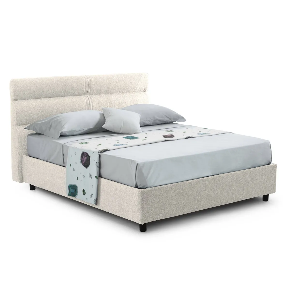 Letto Singolo Beige Materasso Incluso Sfoderabile, Contenitore Made in Italy - Adalpina