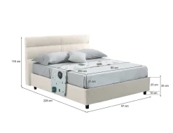 Letto Singolo Beige Materasso Incluso Sfoderabile, Contenitore Made in Italy - Adalpina