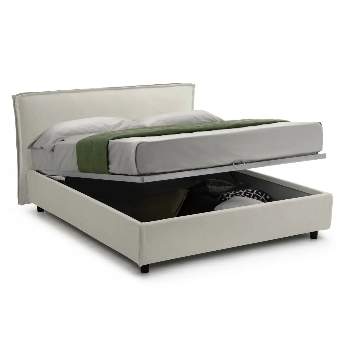 Letto Singolo Beige Materasso Incluso Sfoderabile, Contenitore Made in Italy - Atrelmo
