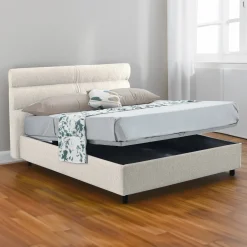 Letto Singolo Beige Sfoderabile Contenitore, Dimensione Materasso 80x200 cm Made in Italy - Brenta