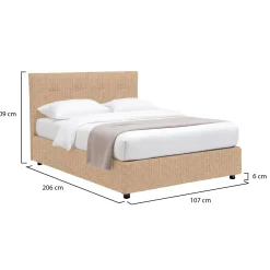 Letto Singolo Beige Sfoderabile Contenitore, Dimensione Materasso 90x190 cm - Fiumalbo