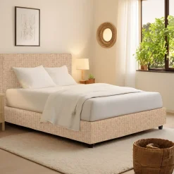 Letto Singolo Beige Sfoderabile Contenitore, Dimensione Materasso 90x190 cm - Sinio