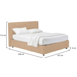 Letto Singolo Beige Sfoderabile Contenitore, Dimensione Materasso 90x190 cm - Sinio