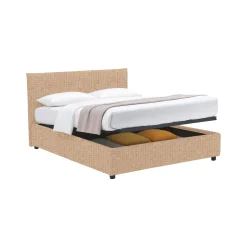 Letto Singolo Beige Sfoderabile Contenitore, Dimensione Materasso 90x200 cm - Copparo