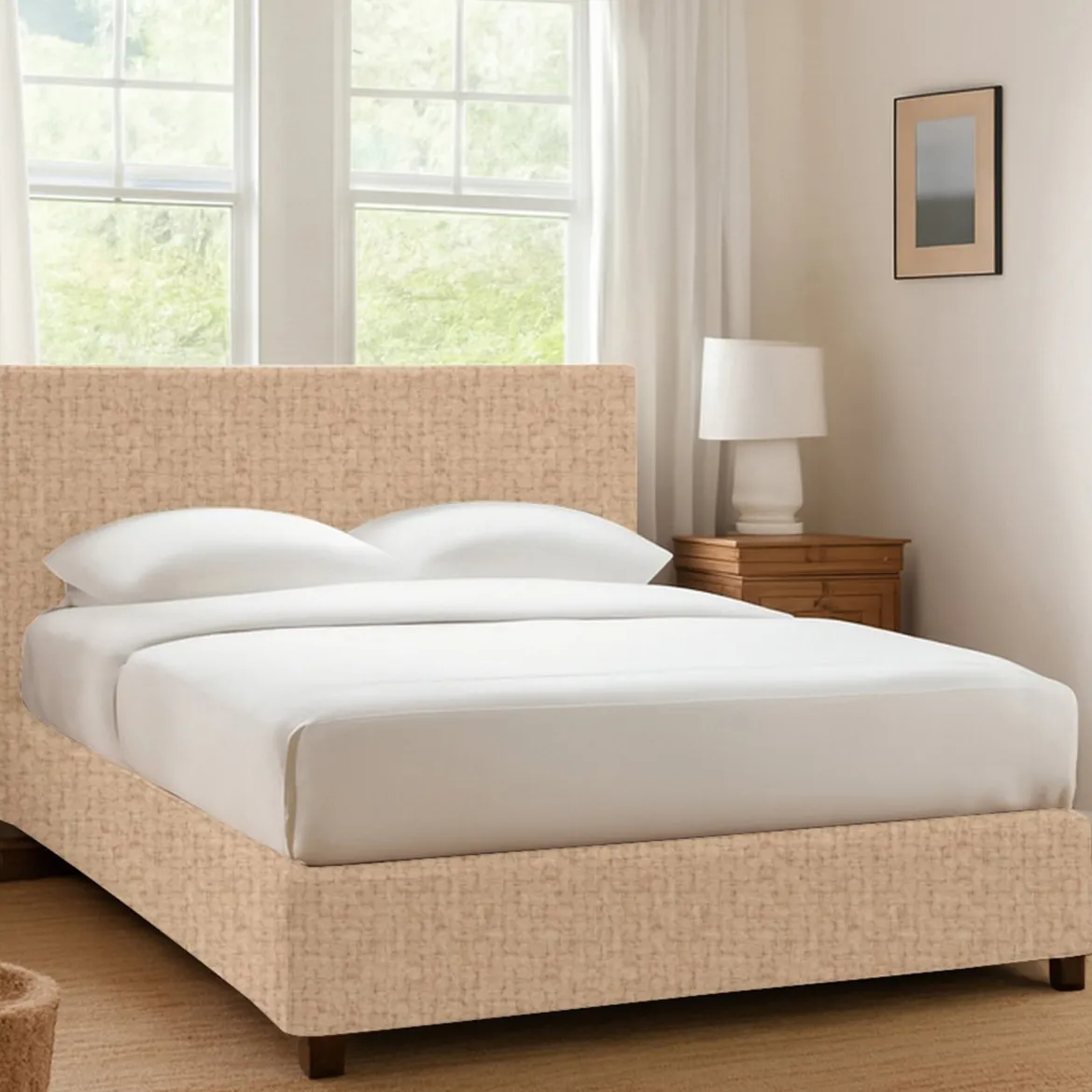 Letto Singolo Beige Sfoderabile Contenitore, Dimensione Materasso 90x200 cm - Nocara