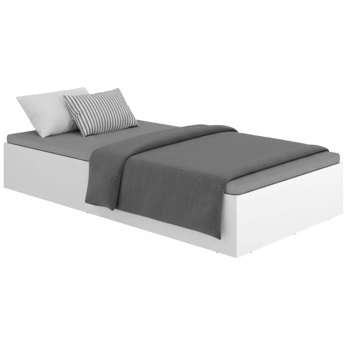 Letto Singolo Bianco Contenitore Dimensione Materasso 90x190 cm, - Lufkin