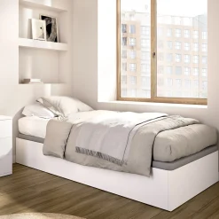 Letto Singolo Bianco Contenitore Dimensione Materasso 90x190 cm, - Lufkin